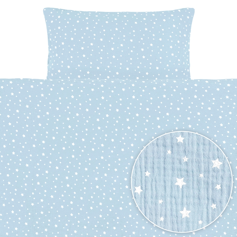 Bedding &#039;Stars&#039; Muslin Light Blue 100x135cm