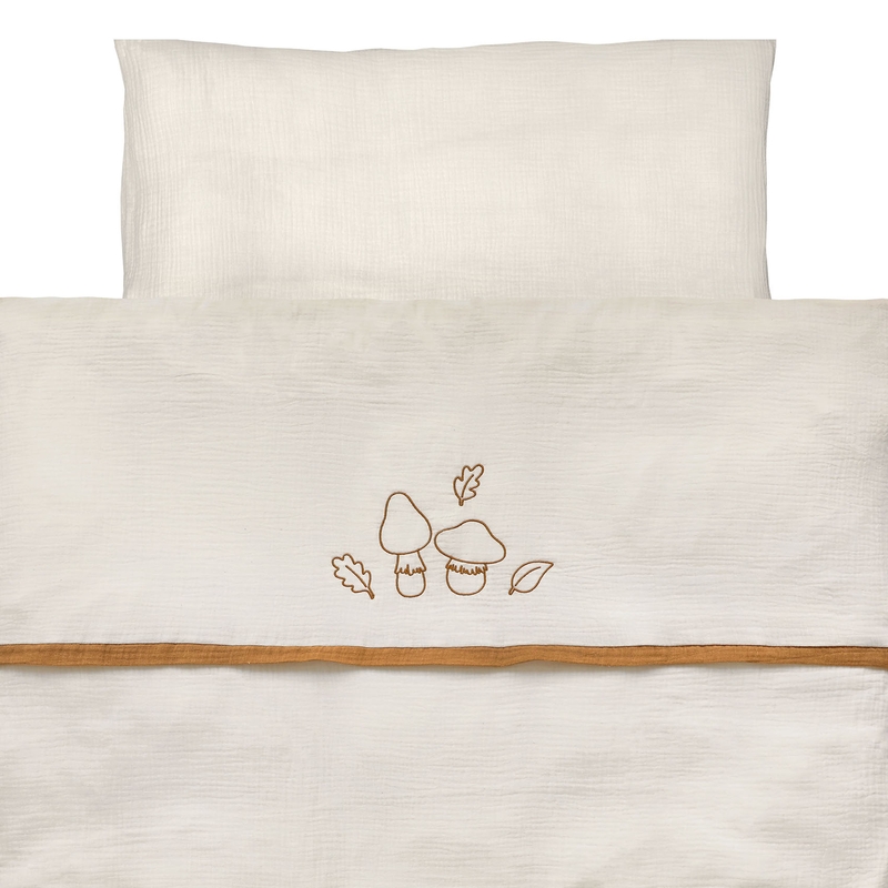 Organic Bedding &#039;Forest&#039; Muslin Embroidered Cream 100x135cm