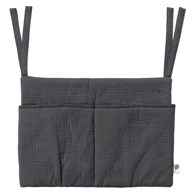 Organic Bed Pocket Muslin Dark Grey 40x30cm