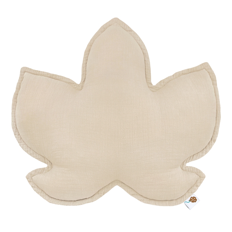 Cushion &#039;Leaf&#039; Muslin Beige 40cm