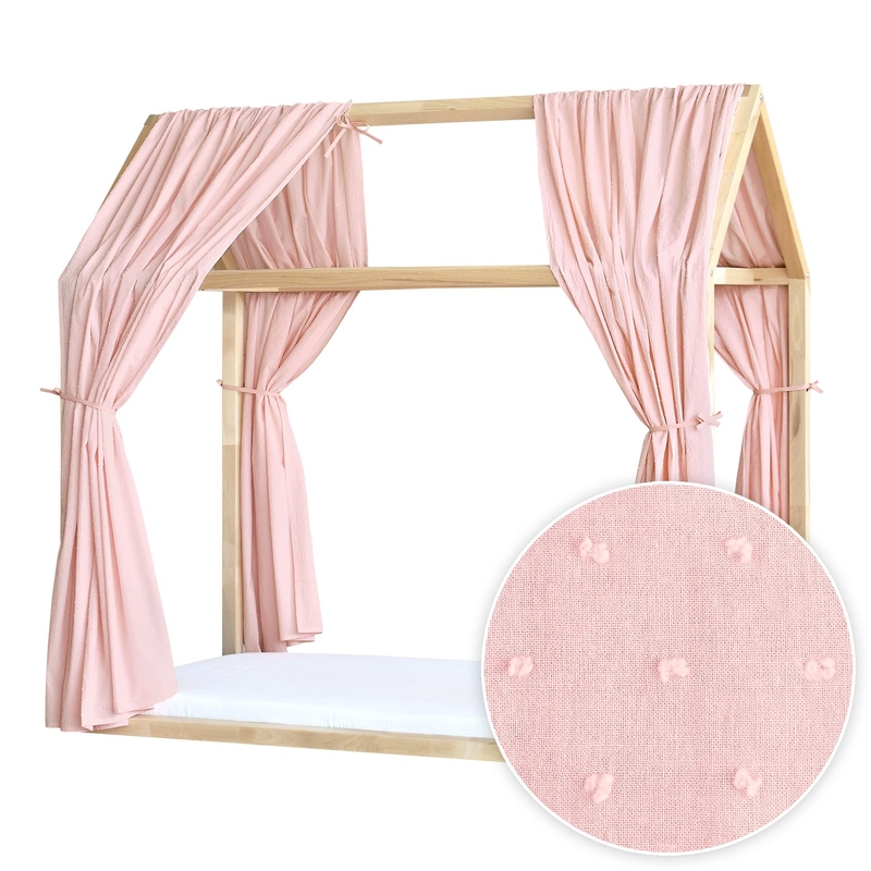 House Bed Canopy Set Of 2 &#039;3D Dots&#039; Light Pink 315cm